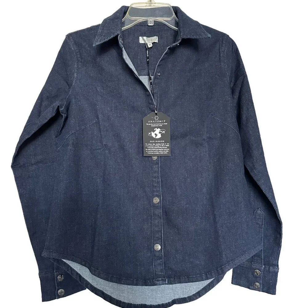 Anatomie Womens True Denim Larissa Indigo Blue Shacket Top M Long Sleeve Top NWT - Picture 1 of 10